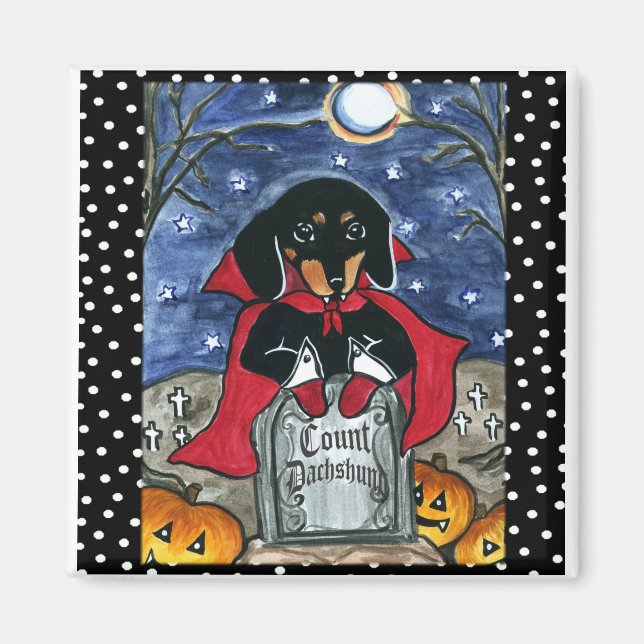 Aimant Compte Halloween Teckel (Devant)