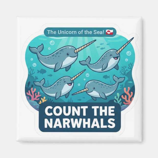 Aimant Compter les Narvals – Licorne des Mers Apprentissa (Devant)