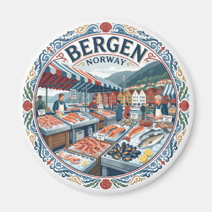 Aimant Comptoirs de fruits de mer de Fisketorget Bergen N