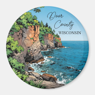 Aimant Comté de Door, Wisconsin Illustration Lac Michigan