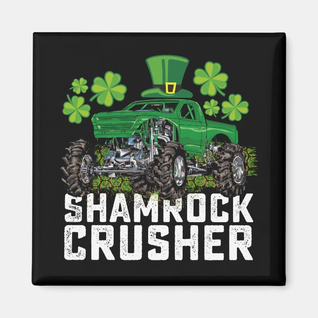 Aimant Concasseur Shamrock Saint-Patrick Monster Truck (Devant)