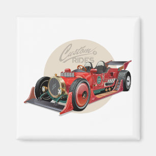 Aimant Concept de voiture de course retro personnalisé