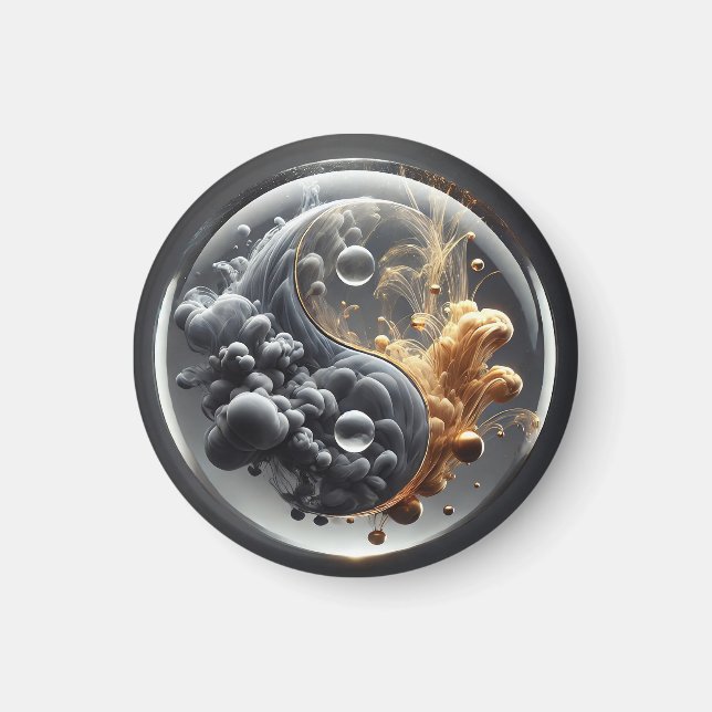 Aimant Concept Yin Yang avec motifs fluides (Devant)