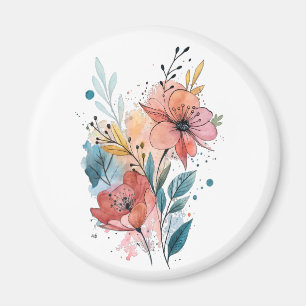 Aimant Conception aquarelle florale vibrante