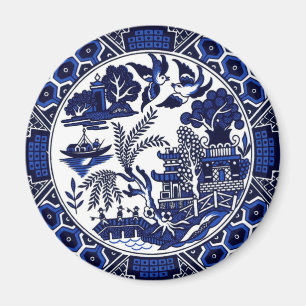 Aimant Conception bleue bleue et blanche de saule de la