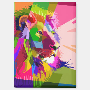Aimant Conception d'art pop prismatique coloré de lion