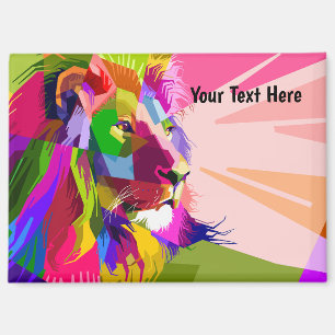 Aimant Conception d'art pop prismatique coloré de lion