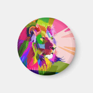 Aimant Conception d'art pop prismatique coloré de lion