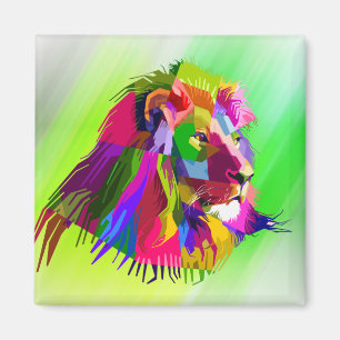 Aimant Conception d'art pop prismatique de tête de lion-6