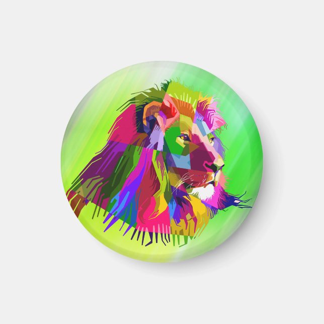 Aimant Conception d'art pop prismatique tête de lion-6250 (Devant)