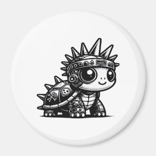 Aimant Conception d'art vintage de tortue cyborg Whimsigo