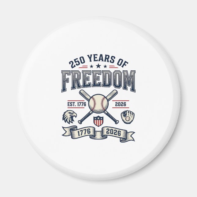 Aimant Conception de baseball patriotique 250 ans de libe (Devant)