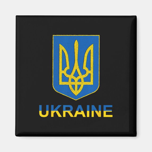 Aimant Conception de bouclier d'emblème Tryzub ukrainien  (Devant)