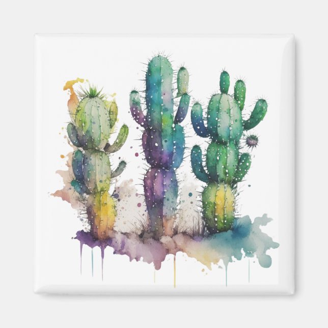 Aimant Conception de cactus avec plaques colorées (Devant)