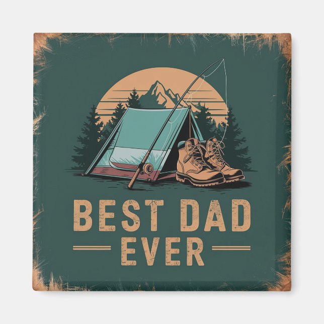 Aimant Conception de camping pour le meilleur papa du mon (Devant)
