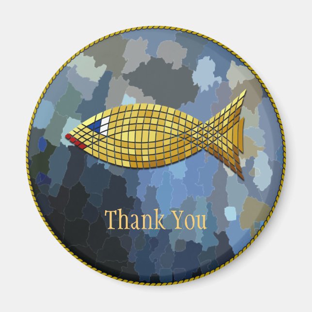 Aimant Conception de carreau de poisson doré "Merci" (Devant)