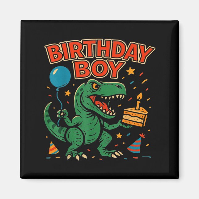 Aimant Conception de célébration de dinosaure de garçon d (Devant)