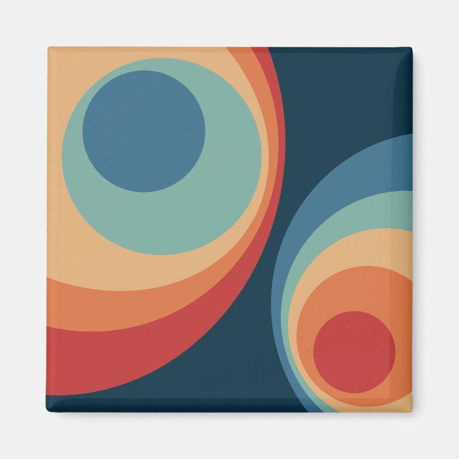 Aimant Conception de cercles rétro colorés (Devant)