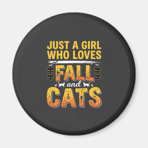 Aimant Conception de chats d'automne Halloween fille_1