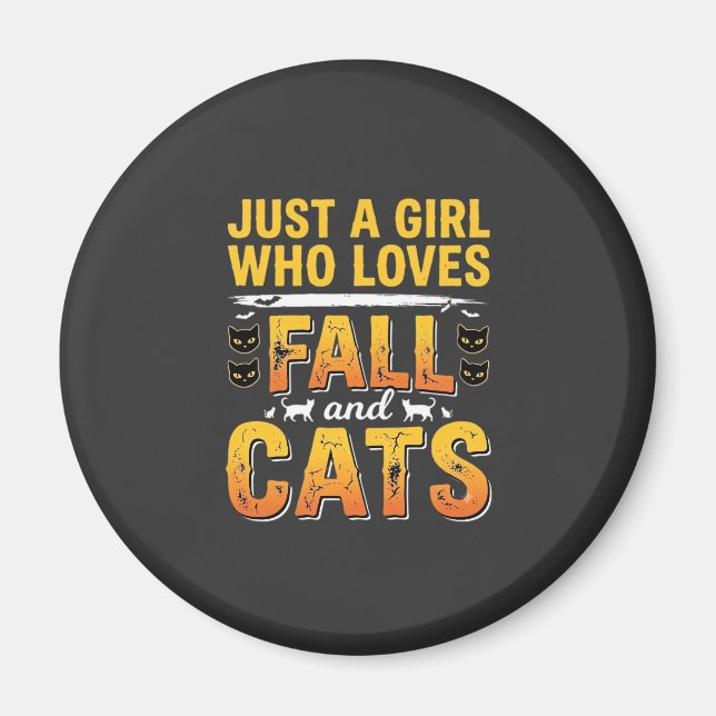 Aimant Conception de chats d'automne Halloween fille_1 (Devant)