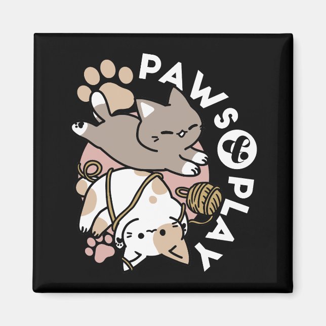 Aimant Conception de chats mignons et joueurs – Art de pa (Devant)