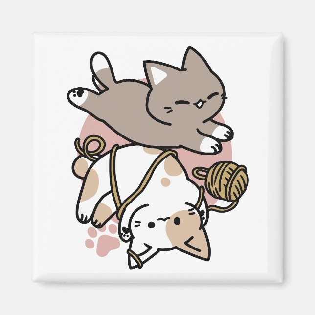 Aimant Conception de chats mignons et joueurs – Art de pa (Devant)