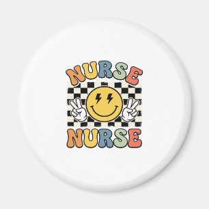 Aimant Conception de chemise à carreaux smiley d'infirmiè