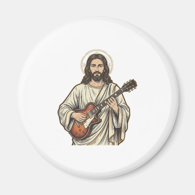 Aimant Conception de chemise à gravure de guitariste sacr (Devant)