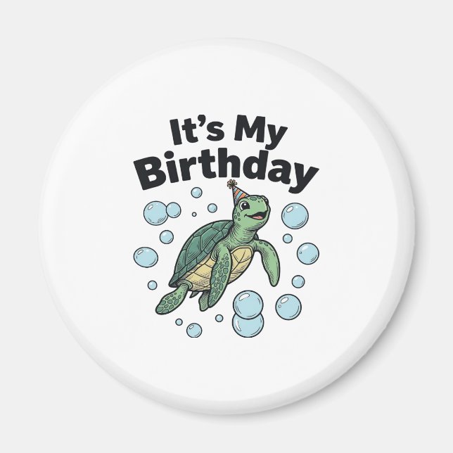 Aimant Conception de chemise d'anniversaire de tortue mar (Devant)