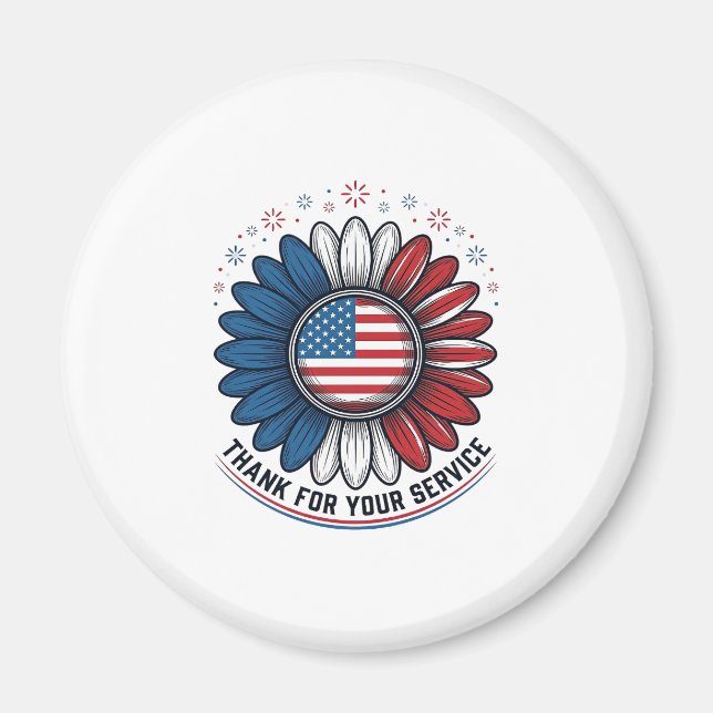 Aimant Conception de chemise de Daisy patriotique merci p (Devant)
