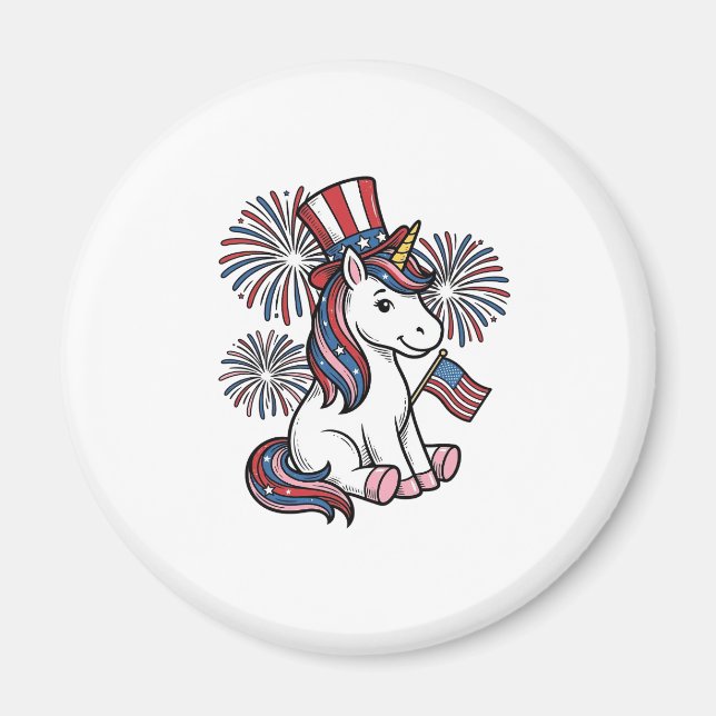 Aimant Conception de chemise de feu d'artifice de licorne (Devant)