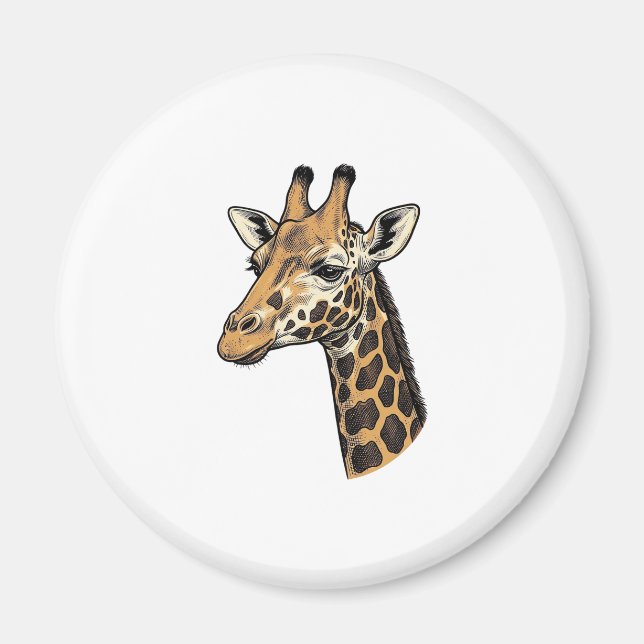 Aimant Conception de chemise de portrait de girafe gravur (Devant)
