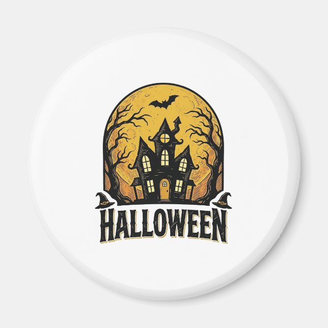 Aimant Conception de chemise Halloween Maison Hantée Vint (Devant)