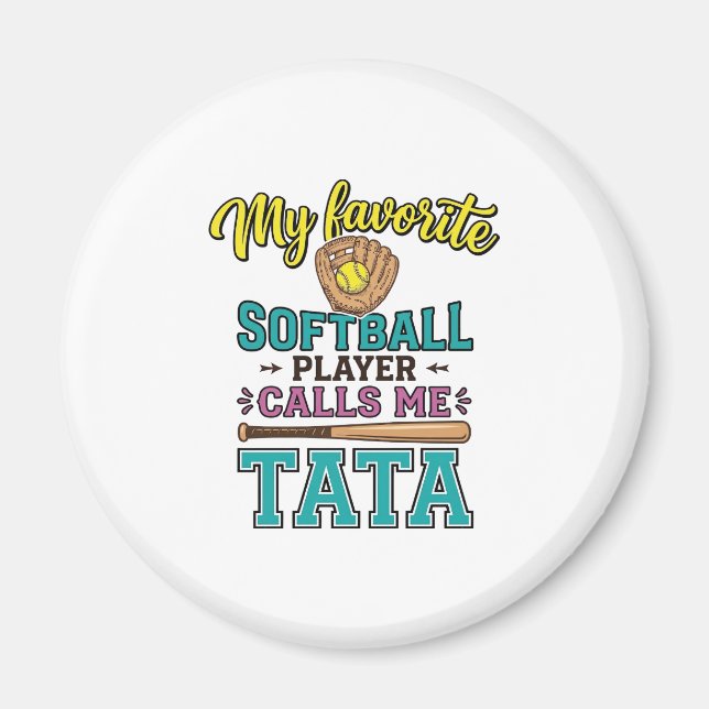 Aimant Conception de chemise Mon joueur de softball préfé (Devant)