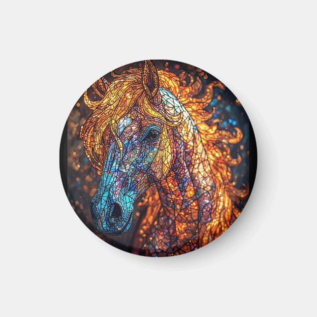 Aimant Conception de cheval en verre coloré (Devant)