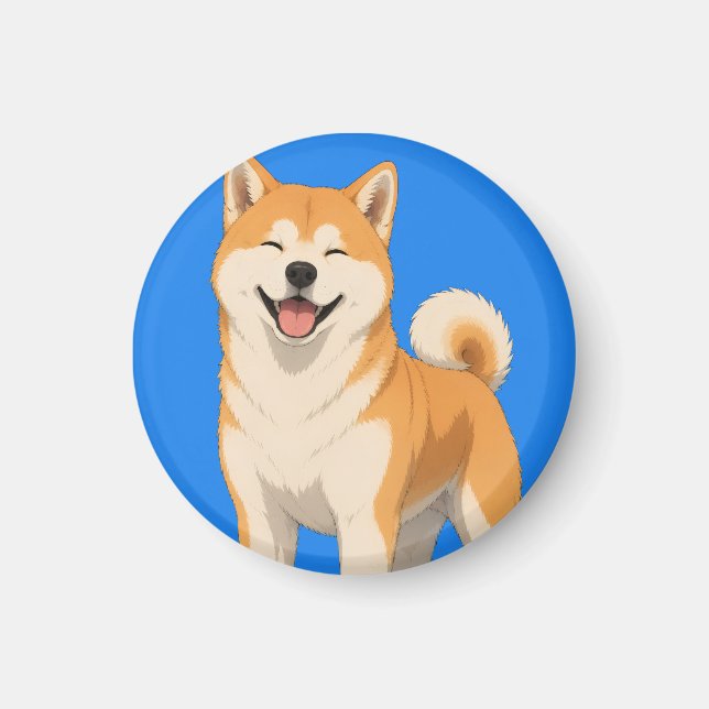 Aimant Conception de chien Akita heureux (Devant)