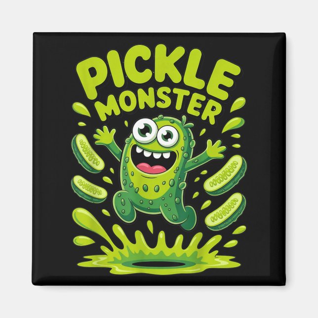 Aimant conception de dessin animé de monstre de cornichon (Devant)