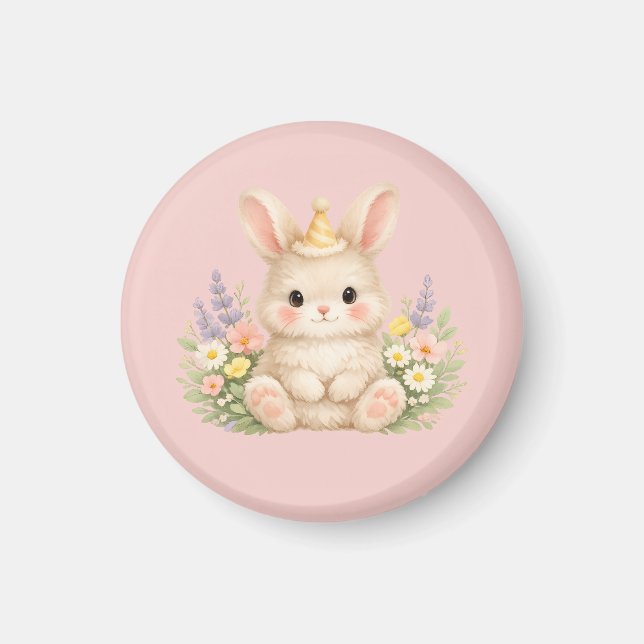 Aimant Conception de fleur sauvage de lapin duveteux pour (Devant)
