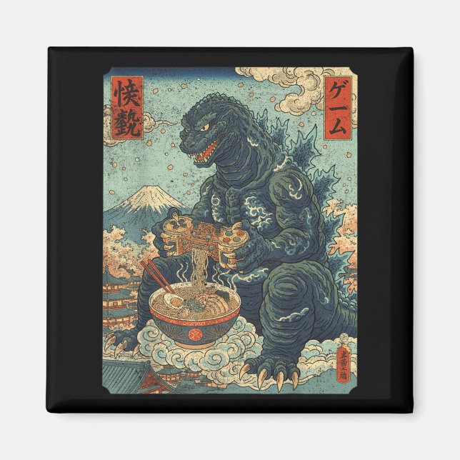 Aimant Conception de foi de jeu vidéo Kaiju Gamer Ramen (Devant)