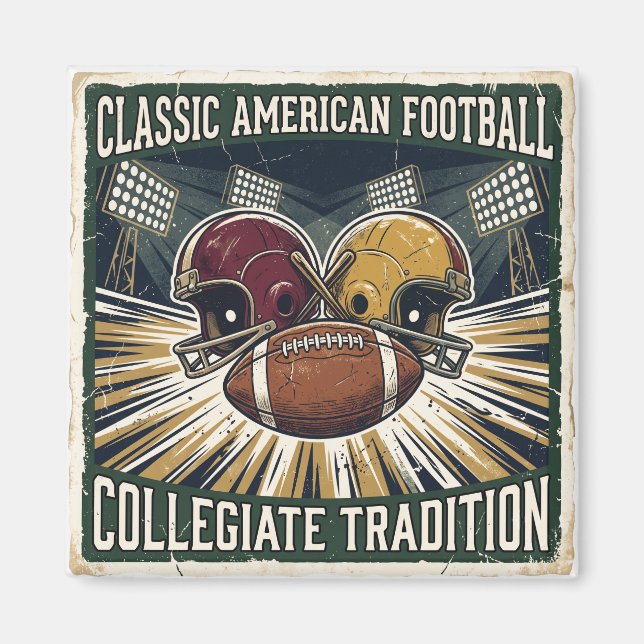 Aimant Conception de football américain classique vintage (Devant)