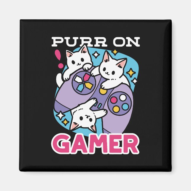 Aimant Conception de gamer de chat - Purr sur Gamer Joyst (Devant)