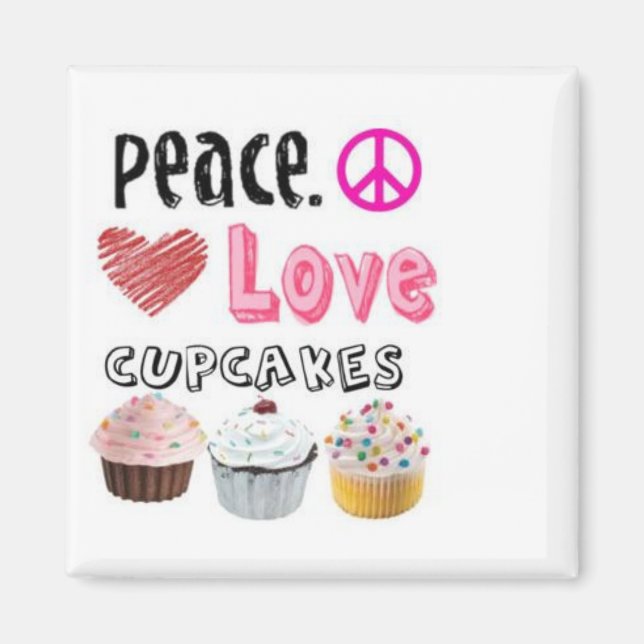 Aimant Conception de gâteaux Peace Love Cupcakes (Devant)