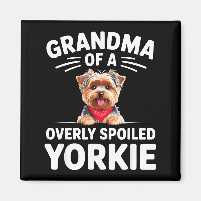 Aimant Conception de grand-mère Yorkie excessivement ensi (Devant)