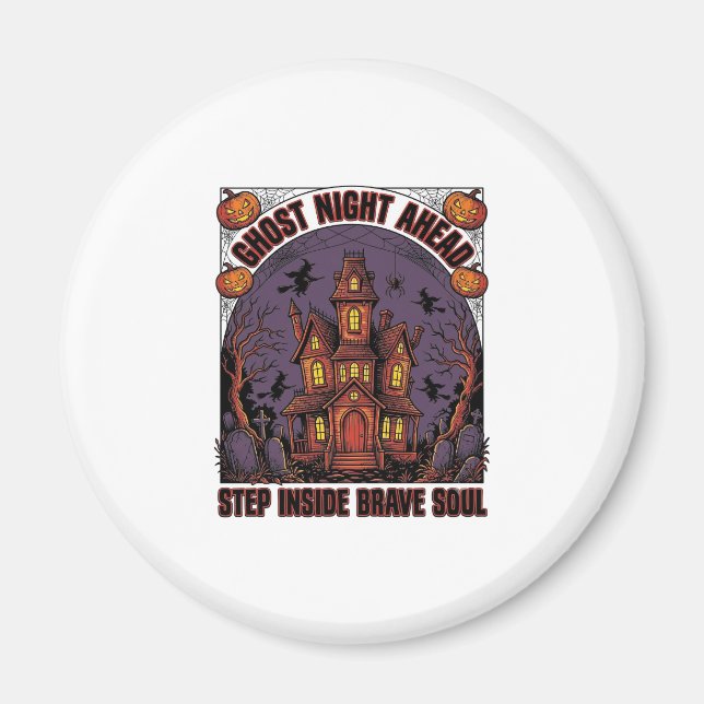Aimant Conception de gravure vintage Halloween Maison han (Devant)