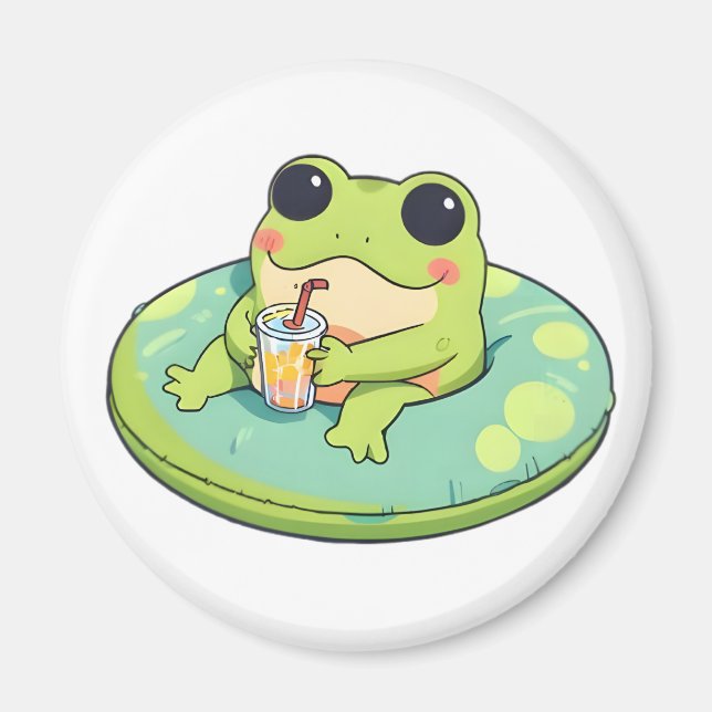 Aimant Conception de grenouille chibi mignonne pour une j (Devant)