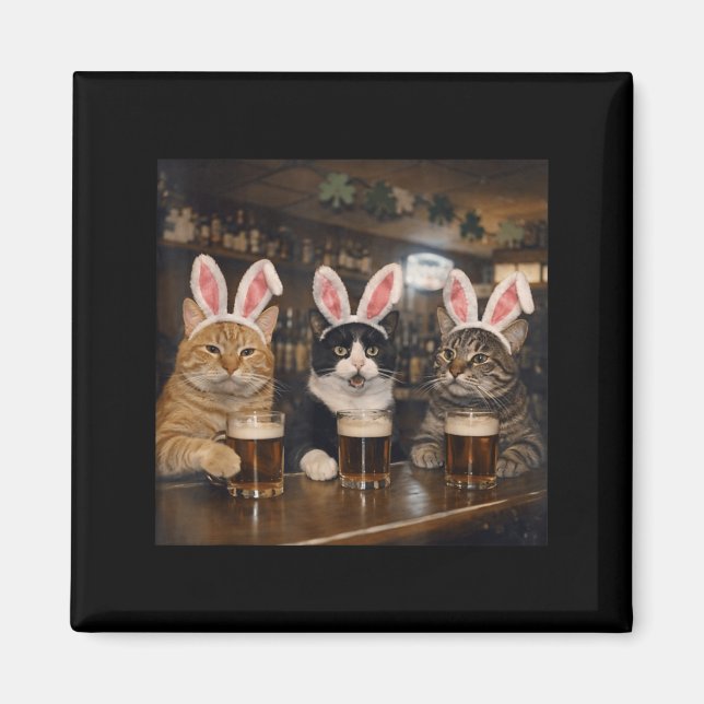 Aimant Conception de jour de Pâques de chat drôle hommes  (Devant)