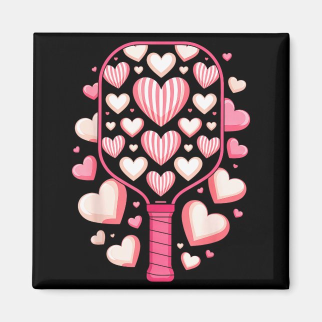 Aimant Conception de la Saint-Valentin cœur de pickleball (Devant)
