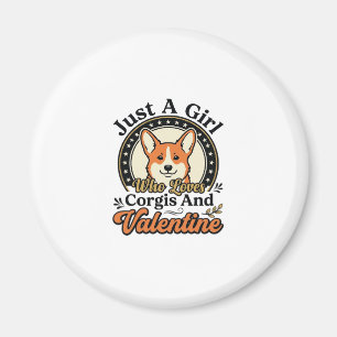 Aimant Conception de la Saint-Valentin Corgi pour les ama