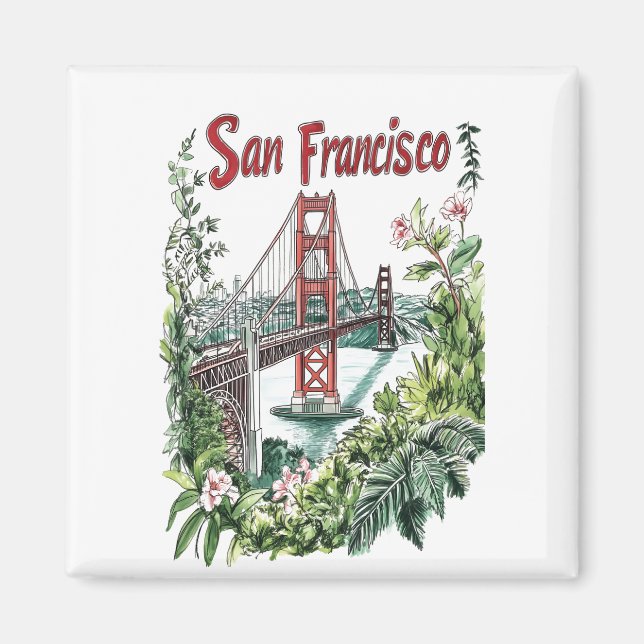 Aimant Conception de l'aquarelle du pont du Golden Gate d (Devant)