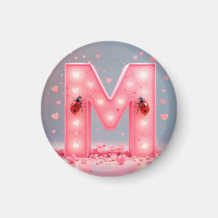 Aimant Conception de lettre M rose vif